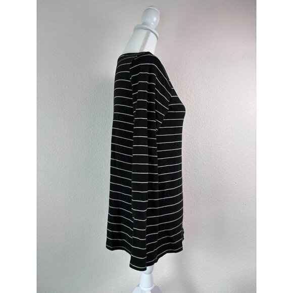 J. Jill womens small black striped long sleeve pima crew-neck tee casual stretch - Picture 3 of 6